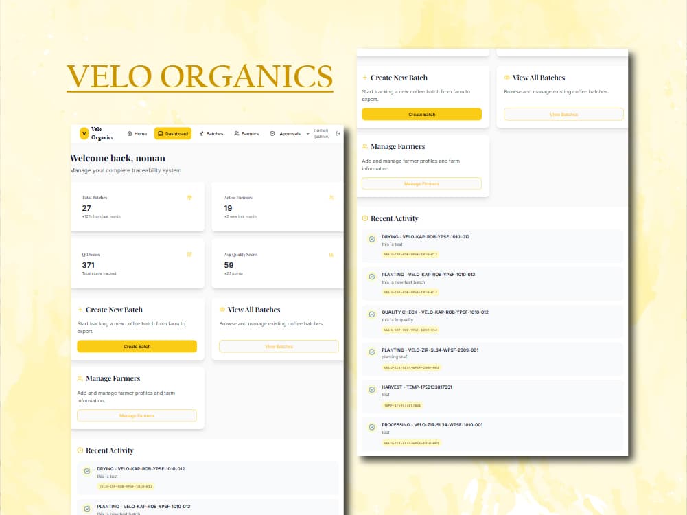 Velo Organics Traceability
